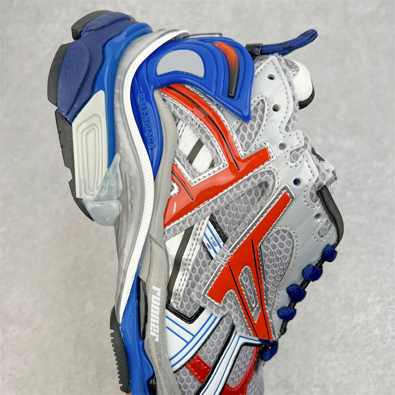 Balenciaga Runner Lace-Up Sneakers Gray Blue Red 677403W3RB61264
