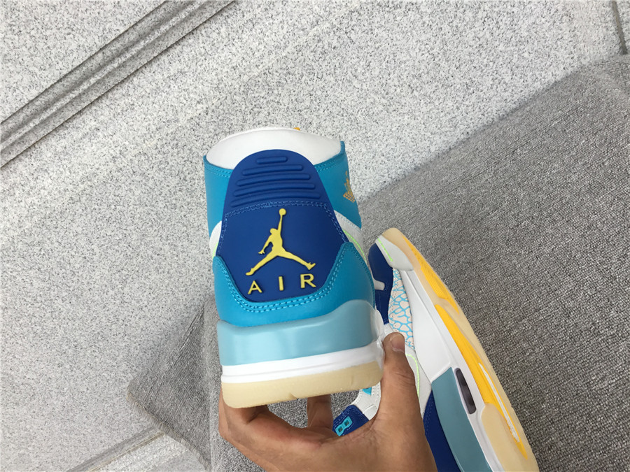 Air Jordan Legacy 312 Mandarin Duck White and Blue Stitching