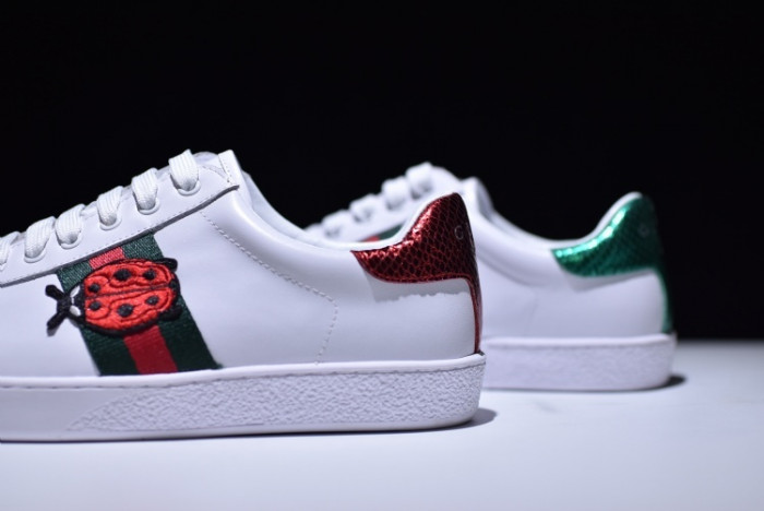 Gucci Ace Embroidered Low-Top Sneaker with ladybird