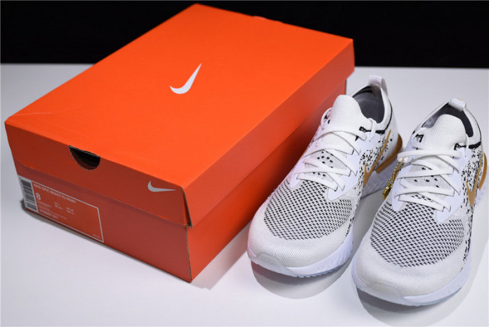 Mens Nike Epic React Flyknit White/Black-Gold AQ0067-071