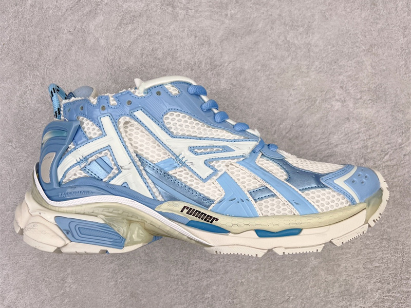Balenciaga Runner Nylon Mesh Sneakers White Blue 677402W3RB29744