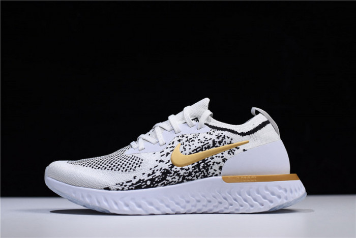 Mens Nike Epic React Flyknit White/Black-Gold AQ0067-071