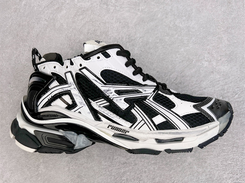 Balenciaga Runner Nylon Mesh Sneakers Black & White 677402W3RB29010