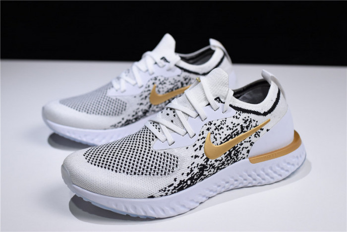 Mens Nike Epic React Flyknit White/Black-Gold AQ0067-071