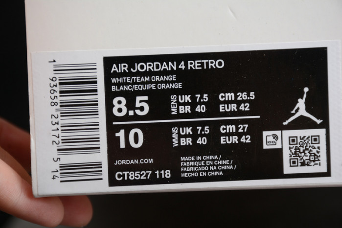 Air Jordan 4 Retro Pure Money Orange Metallic CT8527-118