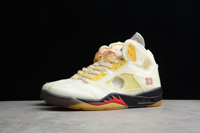 Off-White Air Jordan 5 Sail Fire Red DH8565-100