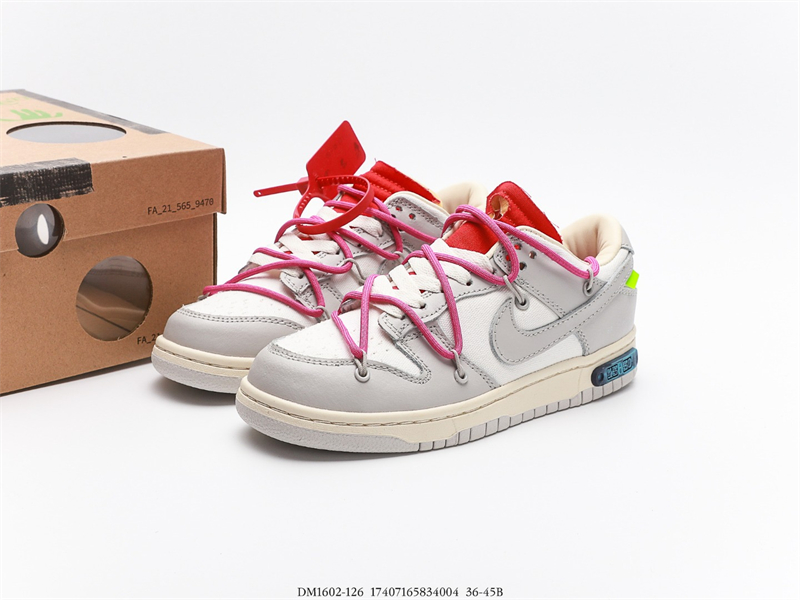 Nike Dunk Low Off-White Lot 23 DM1602-126 SAIL/NEUTRAL GREY-HABANERO RED