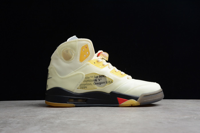 Off-White Air Jordan 5 Sail Fire Red DH8565-100