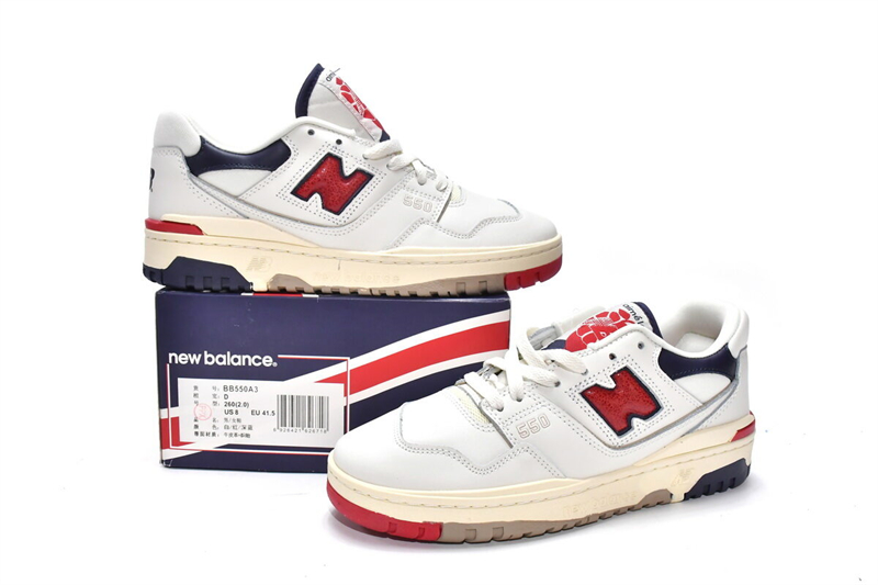Get Aimé Leon Dore x New Balance 550 White Red Navy BB550A3