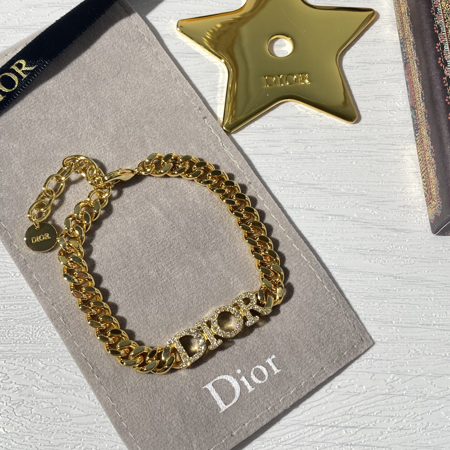 Dior bracelet gold rhinestones