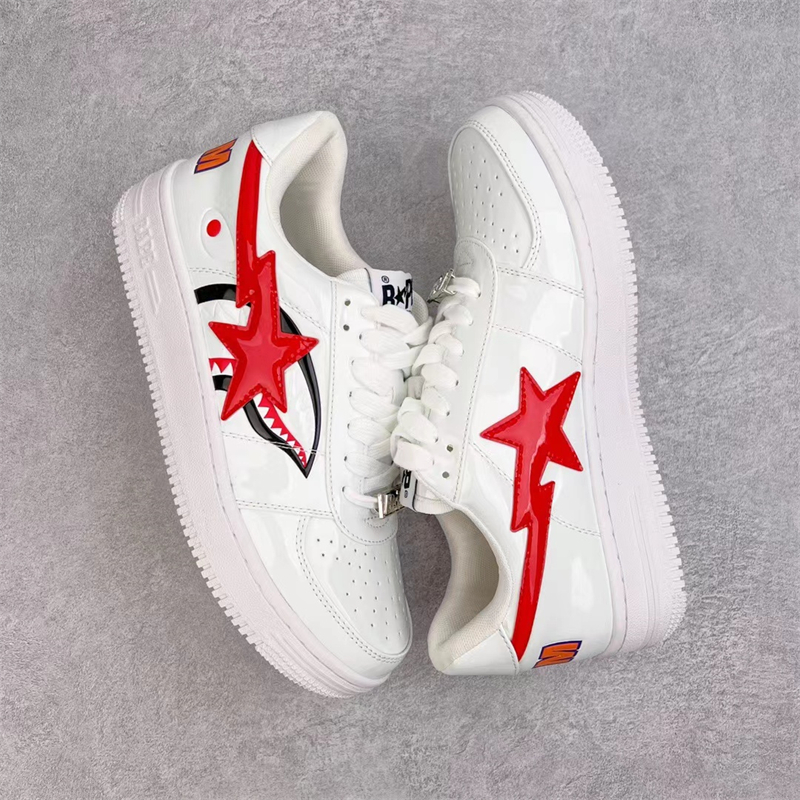 A Bathing Ape Bape Sta Low Shark White 1F70-191-004RED