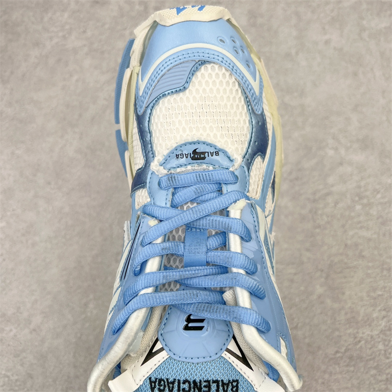 Balenciaga Runner Nylon Mesh Sneakers White Blue 677402W3RB29744