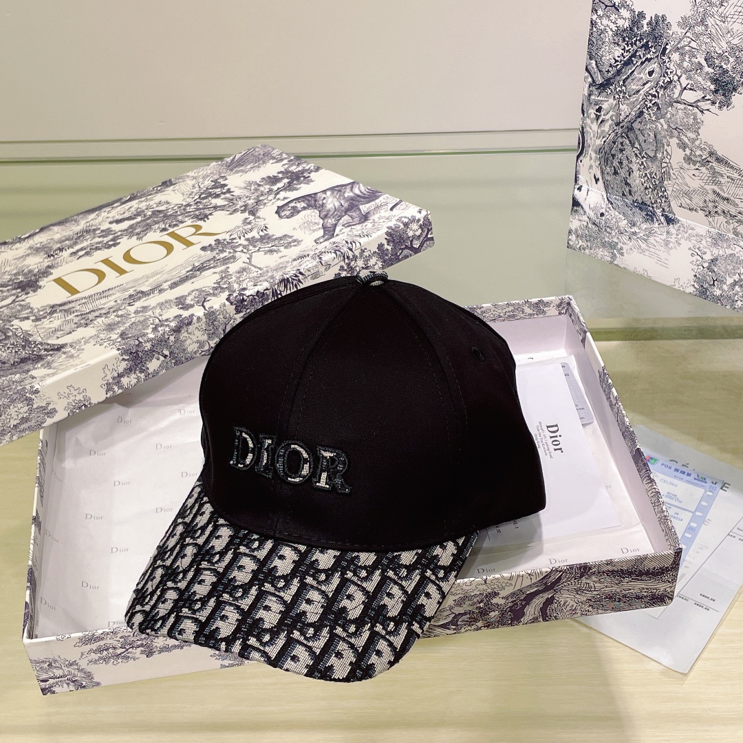 Dior peaked cap with logo printed all over the visor