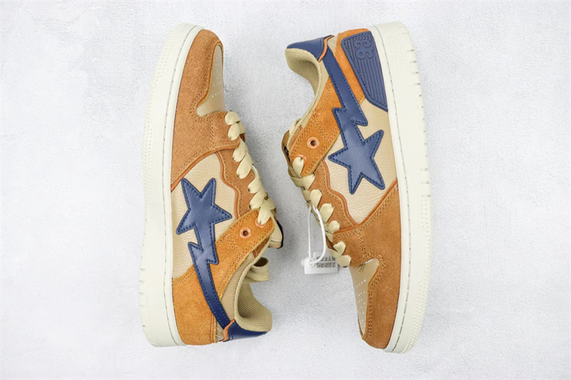 A BATHING APE SK8 suede leather low-top lace-up fashion sneakers Brown 1I70-291-009