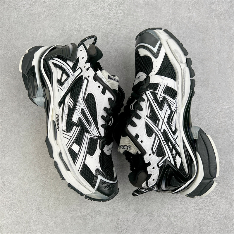 Balenciaga Runner Nylon Mesh Sneakers Black & White 677402W3RB29010