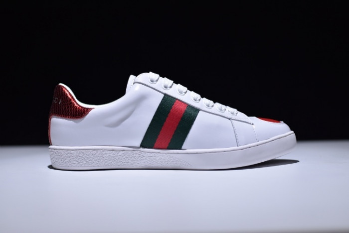 Gucci Ace Embroidered Low-Top Sneaker with RED HEART WOMENS