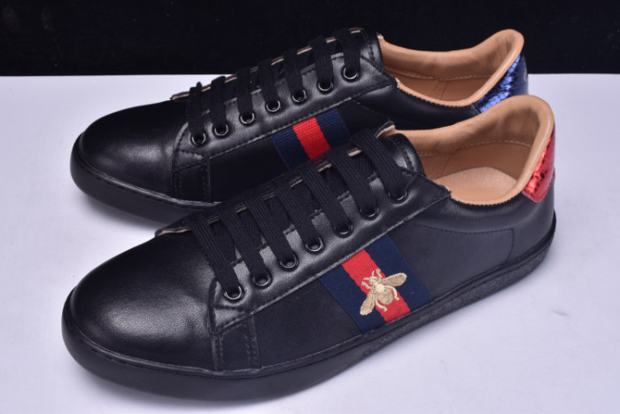 GUCCI Ace Embroidered Low-Top Sneaker black with bee mens 431942-A38G0