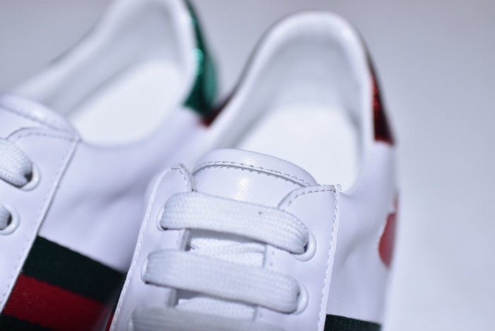 Gucci Ace Embroidered Low-Top Sneaker with RED HEART WOMENS