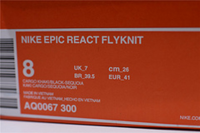 nike epic react flyknit olive AQ0067 300