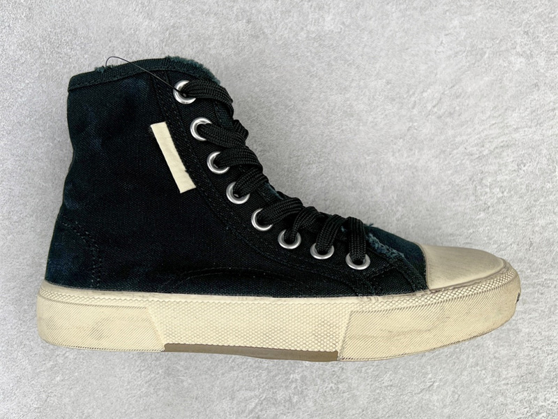 Balenciaga Paris Distressed High Top Sneakers Black 688752W3RC11090