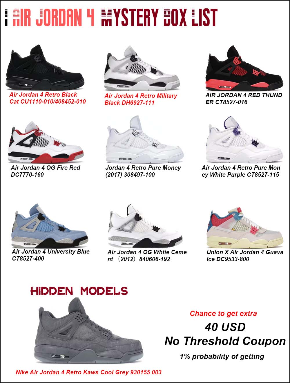 Air Jordan 4 Mystery Box (Get A Pair At Random) 0524aj4-01