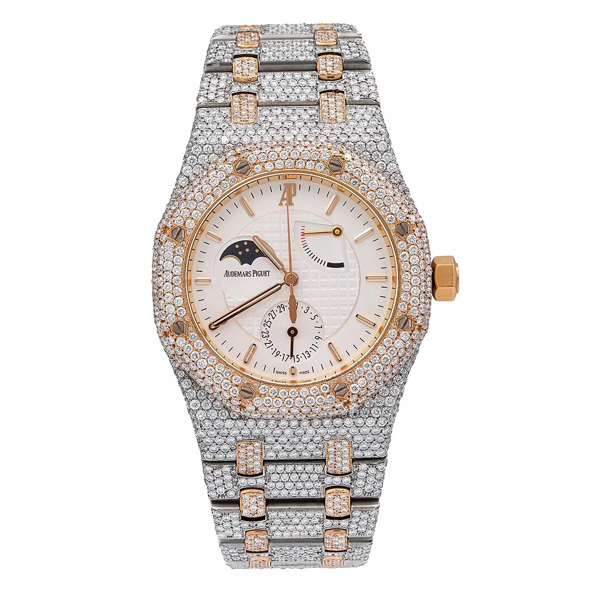 39mm Audemars Piguet Royal Oak Men's Diamond Watch Rose Gold 25168sr 22.75ct