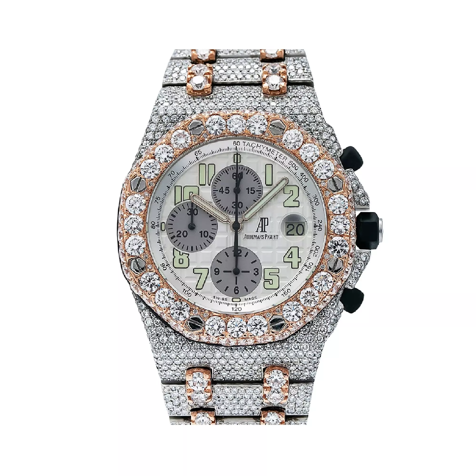 44mm Audemars Piguet Royal Oak Offshore Chronograph Two Tone Men's Diamond Watch