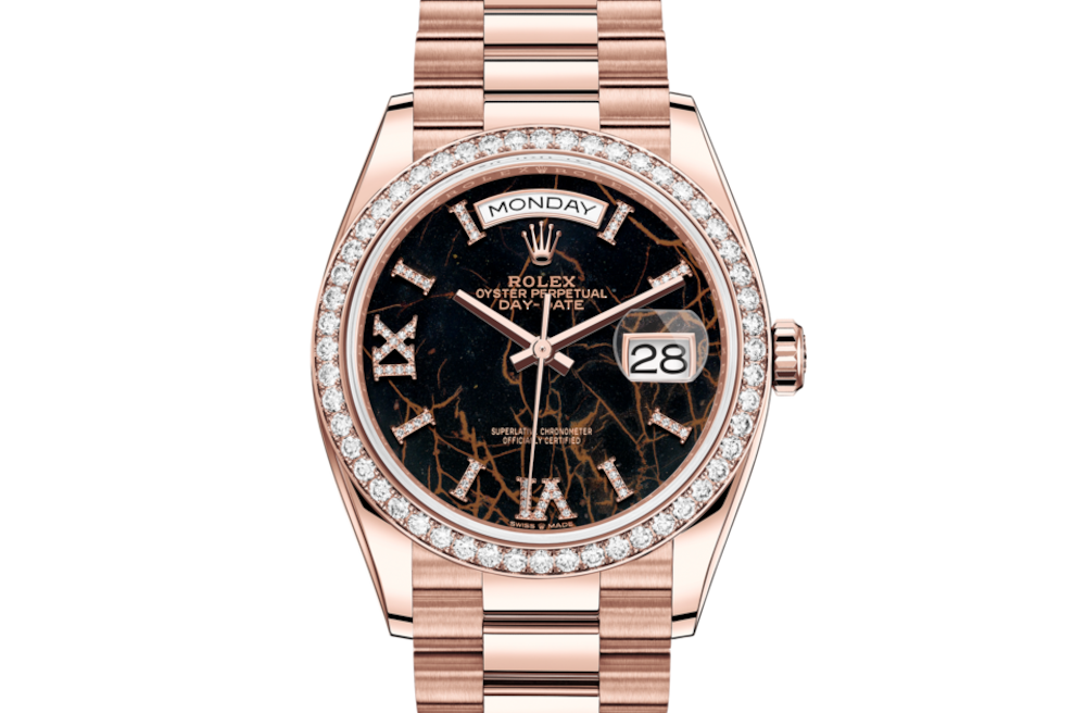 LadyRolex DAY-DATE 36 Eisenkiesel Set With Diamonds，128345RBR