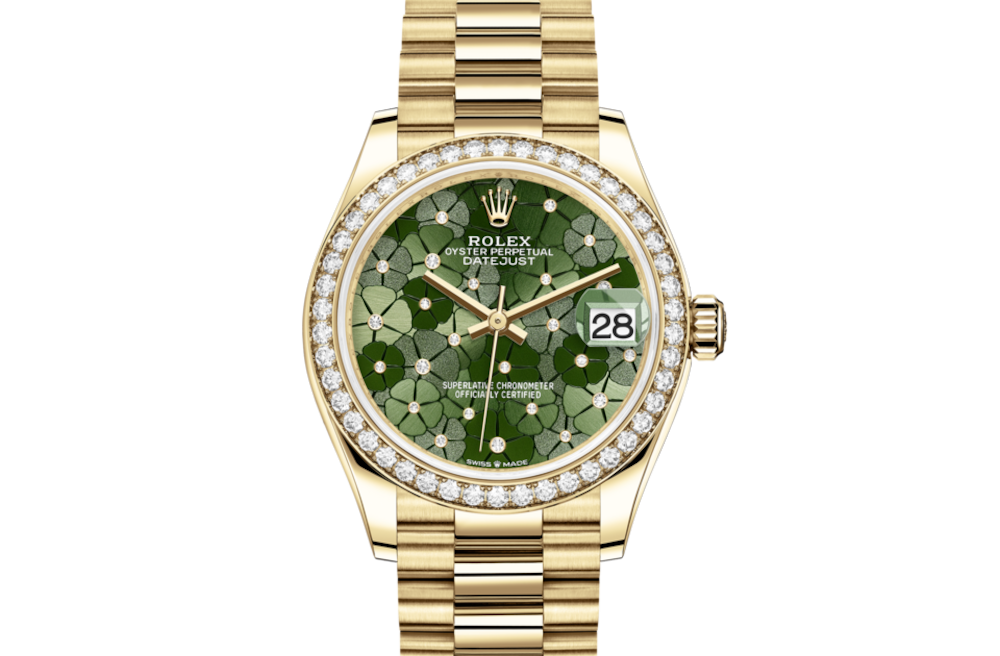 LadyRolex DATEJUST 31 Olive Green, Floral Motif Set With Diamonds，278288RBR