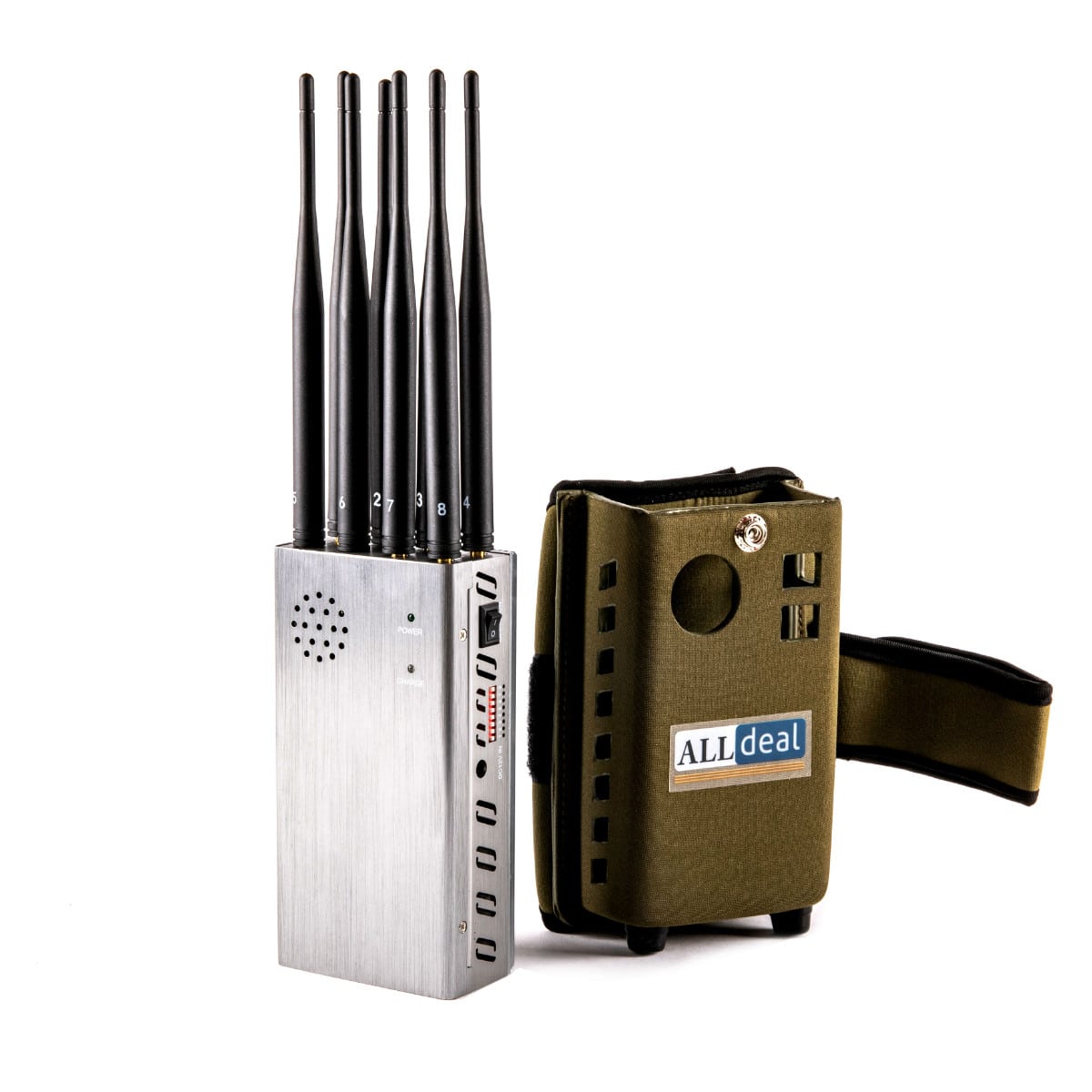 8 Bands Handheld GPS WIFI 5G Cell phone Jammer radius up to 20 meters,8000mAh (8W)