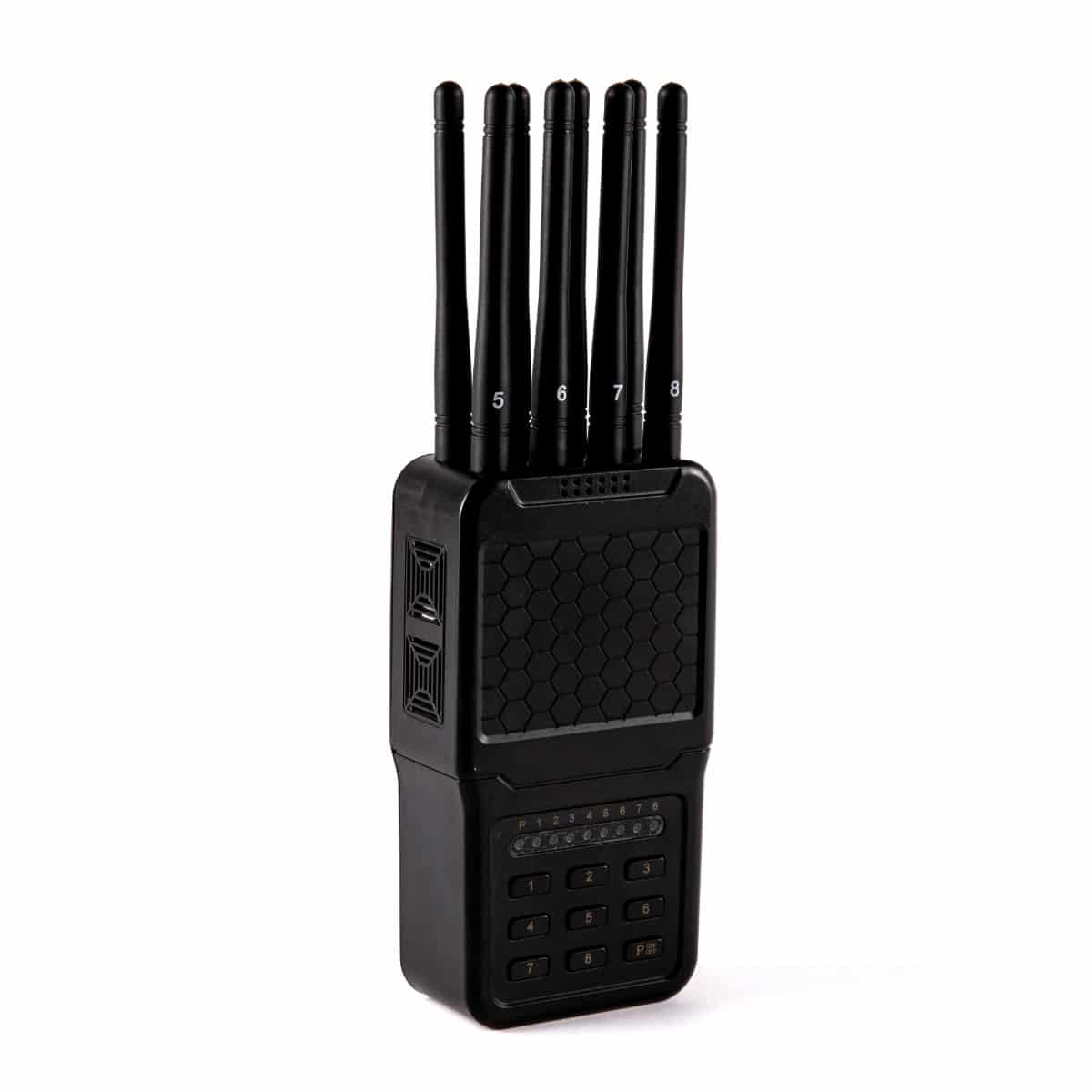 8 Antenas Handheld 5G GPS Jammer of ABS shell with Excellent Cooling Systerm,radius up to 15 meters,4700mAh (5.6W)