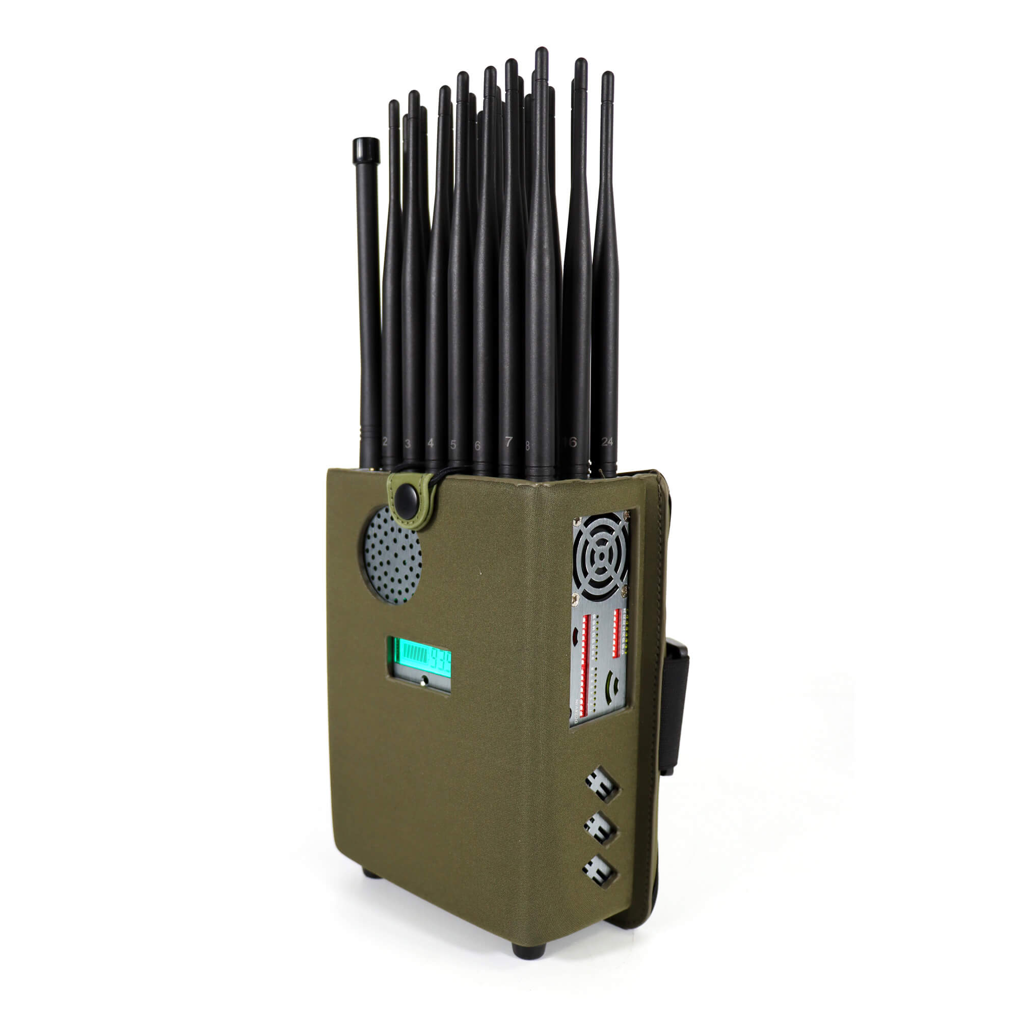 Handheld 24 Antennas All in one 5G GPS Remote Control Jammer With Nylon Cover, 24 Watts Jamming up to25m