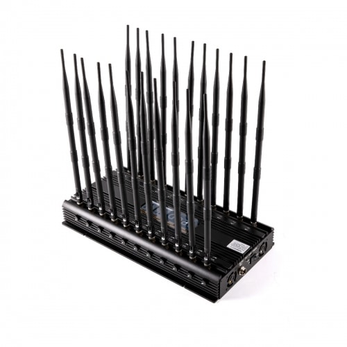 World First 22 Antennas Wireless Signal Jammer For Full Bands 5GLTE 2G 3G 4G Wi-Fi GPS LOJACK DRONE Output Power 42Watt With Infrared Remote Control, Turn ON /OFF Power