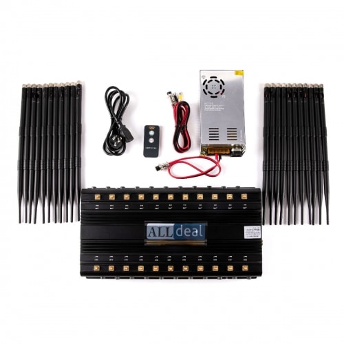 World First 22 Antennas Wireless Signal Jammer For Full Bands 5GLTE 2G 3G 4G Wi-Fi GPS LOJACK DRONE Output Power 42Watt With Infrared Remote Control, Turn ON /OFF Power