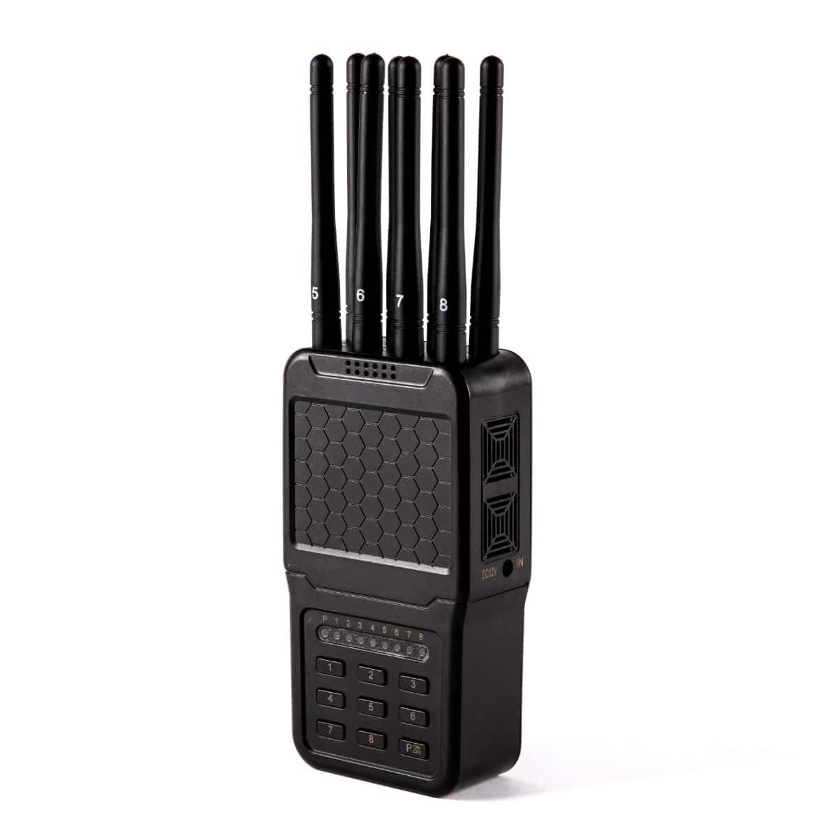 8 Antenas Handheld 5G GPS Jammer of ABS shell with Excellent Cooling Systerm,radius up to 15 meters,4700mAh (5.6W)