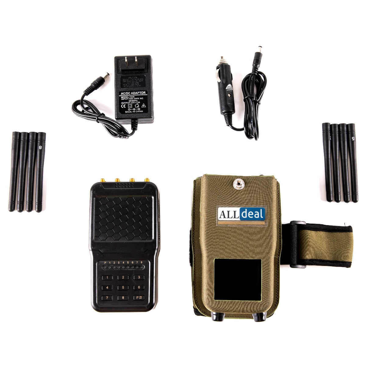 8 Antenas Handheld 5G GPS Jammer of ABS shell with Excellent Cooling Systerm,radius up to 15 meters,4700mAh (5.6W)