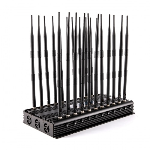 World First 22 Antennas Wireless Signal Jammer For Full Bands 5GLTE 2G 3G 4G Wi-Fi GPS LOJACK DRONE Output Power 42Watt With Infrared Remote Control, Turn ON /OFF Power