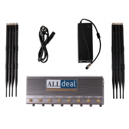 High powerful Lora Signal Jammer with 8 Antennas indoor using adjustable 64W output power Radius up to 80m