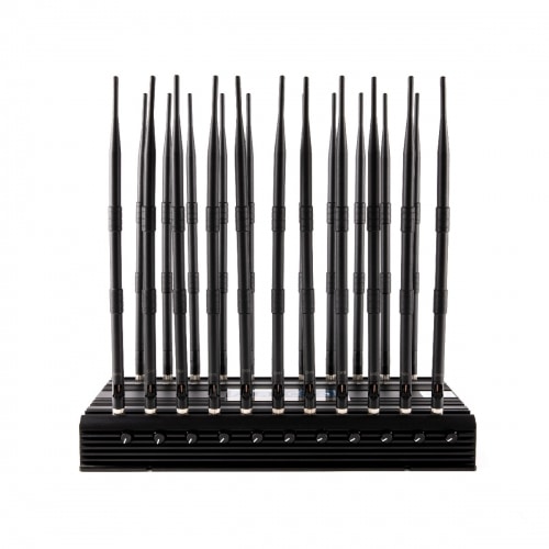 World First 22 Antennas Wireless Signal Jammer For Full Bands 5GLTE 2G 3G 4G Wi-Fi GPS LOJACK DRONE Output Power 42Watt With Infrared Remote Control, Turn ON /OFF Power