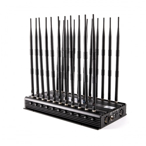 World First 22 Antennas Wireless Signal Jammer For Full Bands 5GLTE 2G 3G 4G Wi-Fi GPS LOJACK DRONE Output Power 42Watt With Infrared Remote Control, Turn ON /OFF Power