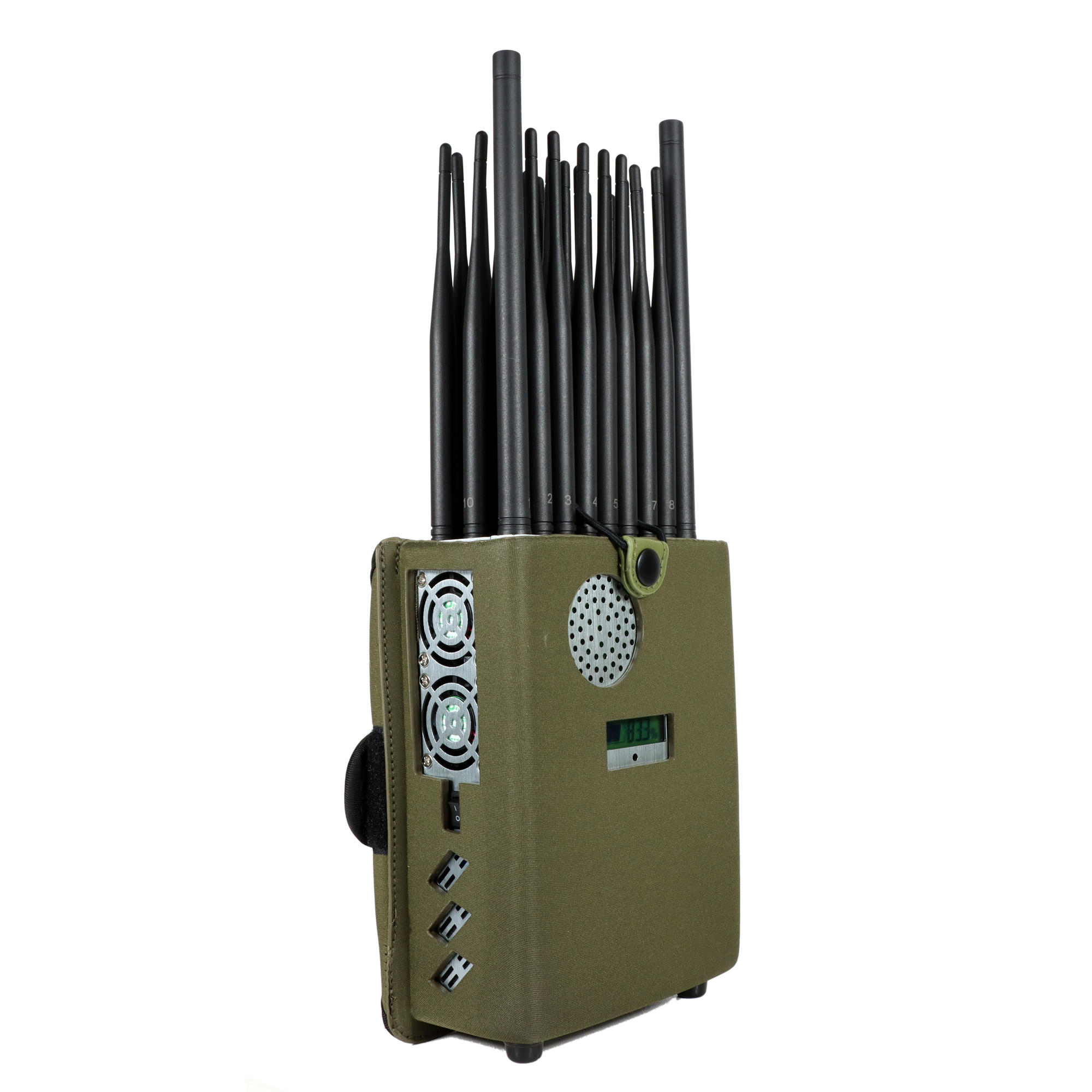 New Handheld 28 Bands FM Radio Wi-Fi6E Wi-Fi2.4G Wi-Fi5G GPS LOJACK LORA UHF VHF 433 315 868 CDMA GSM 3G 4G 5G Cell Phone Signal Jammer, Battery capacity LCD Display, With Nylon Cover For Portable , 28 Watts Jamming up to 25m
