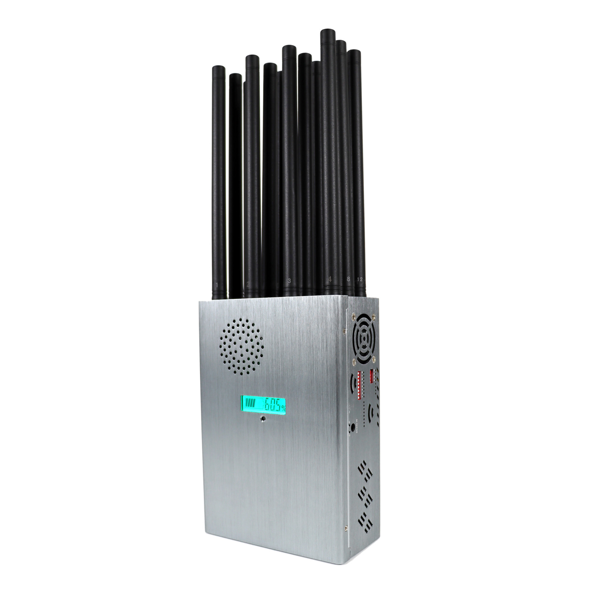 New High Power Handheld 12 Antennas 5G Cellphone Signal Jammer With Nylon Cover, Blocking 2G 3G 4G 5G Wi-Fi GPS UHF VHF, 37 Watts Jamming up to 40m