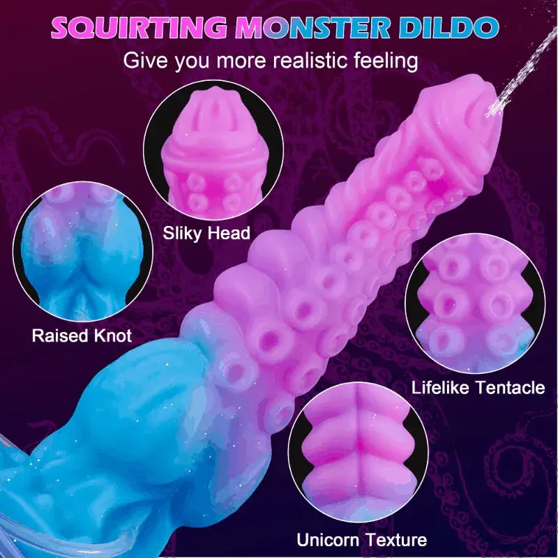 Fantasy Monster Tentacle Squirting Dildo Ejaculating Dragon Knot with Suction Cup | Silicone Anal Plug