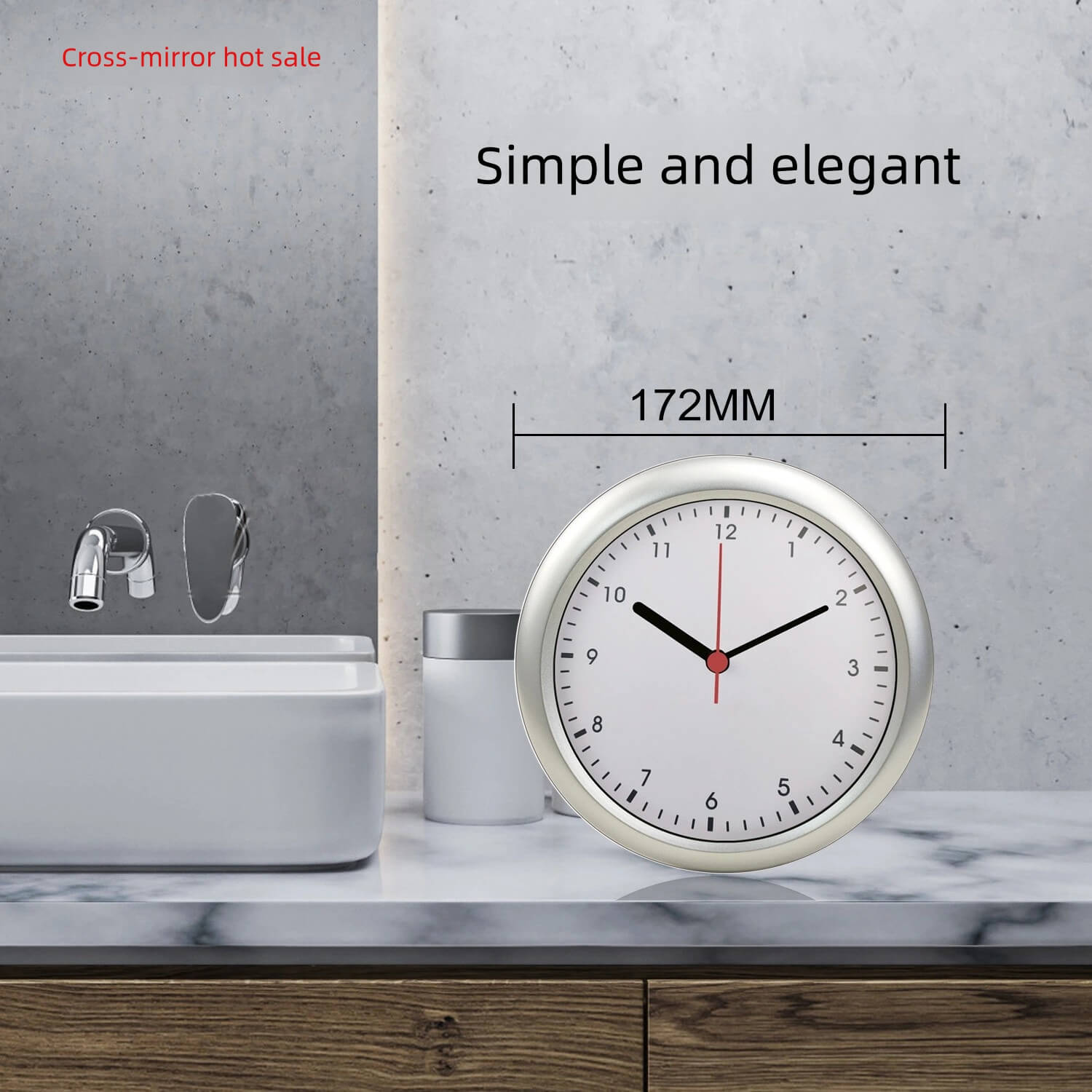 LIORQUE No-Drill Self-Adhesive Waterproof & Dustproof Wall Clock - LIORQUE