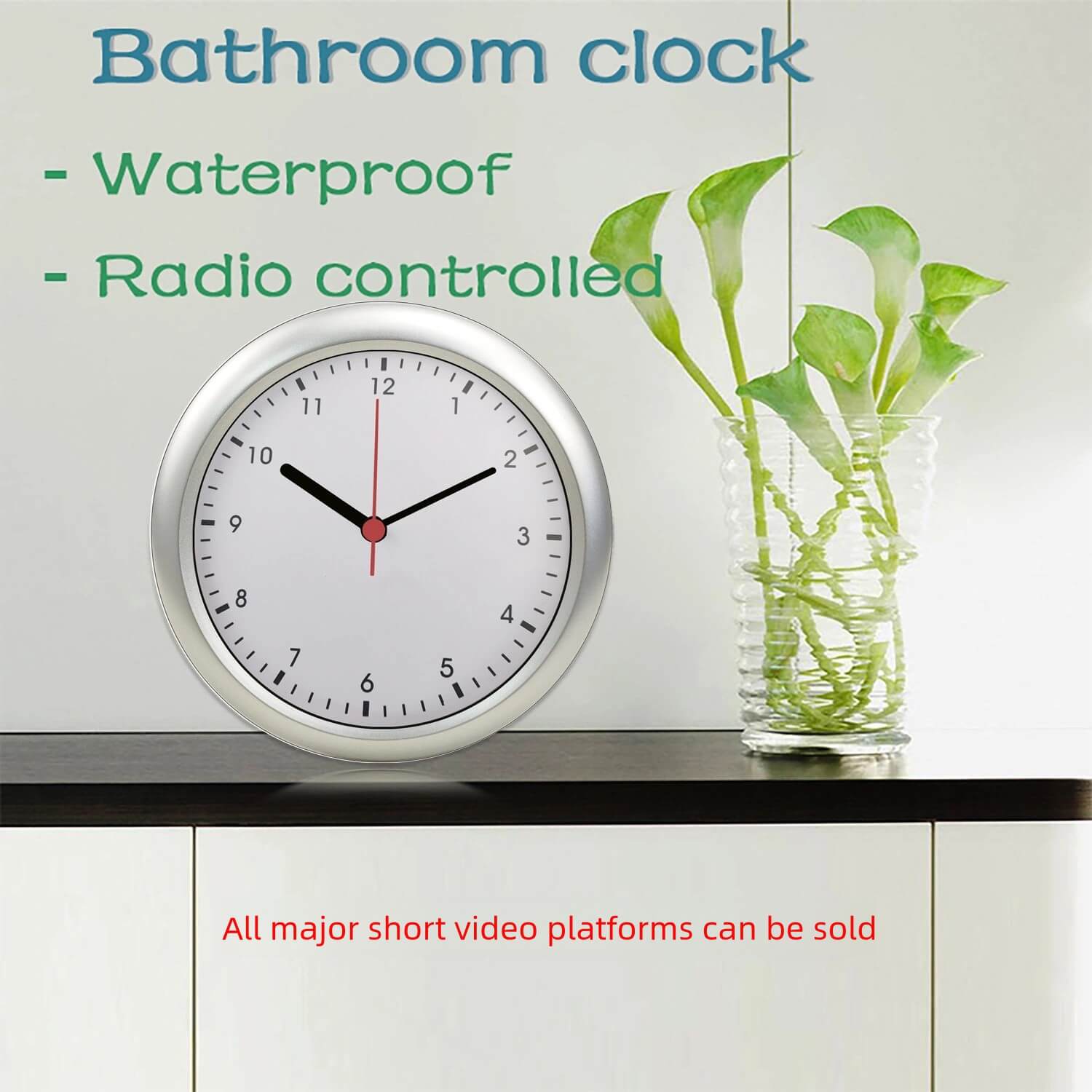 LIORQUE No-Drill Self-Adhesive Waterproof & Dustproof Wall Clock - LIORQUE