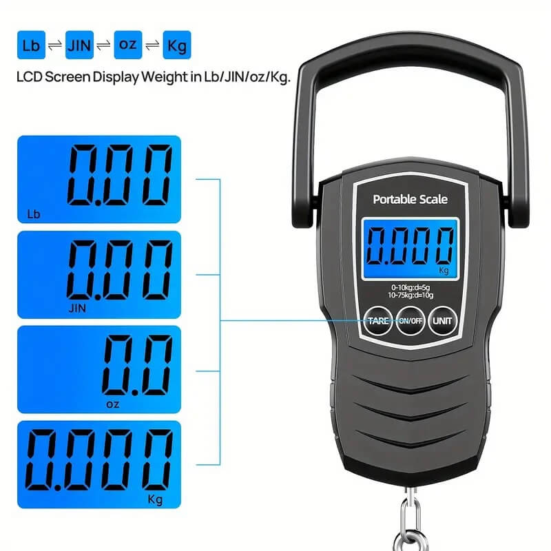 LIORQUE 75kg Portable Handheld Luggage Scale — Travel Hanging & Fishing Scale - LIORQUE