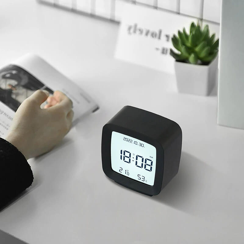LIORQUE Minimalist Compact Portable Alarm Clock with Hygrometer & LCD Display - LIORQUE