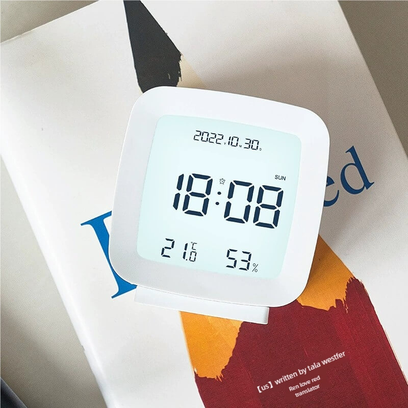 LIORQUE Minimalist Compact Portable Alarm Clock with Hygrometer & LCD Display - LIORQUE