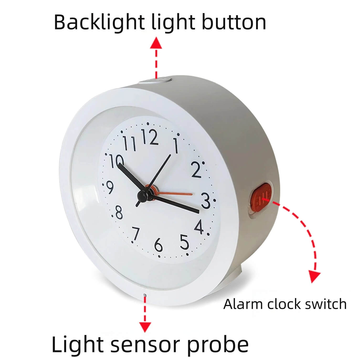 LIORQUE Silent Automatic Light-Sensing Illuminated Night Light Alarm Clock - LIORQUE