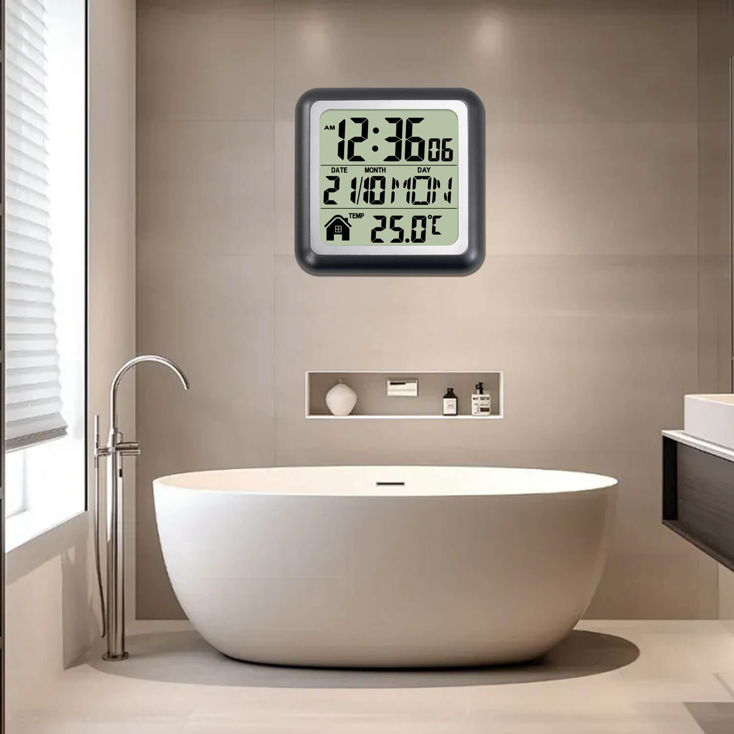 LIORQUE No-Drill Waterproof & Dustproof Suction-Cup Clock for Bathroom and Kitchen - LIORQUE